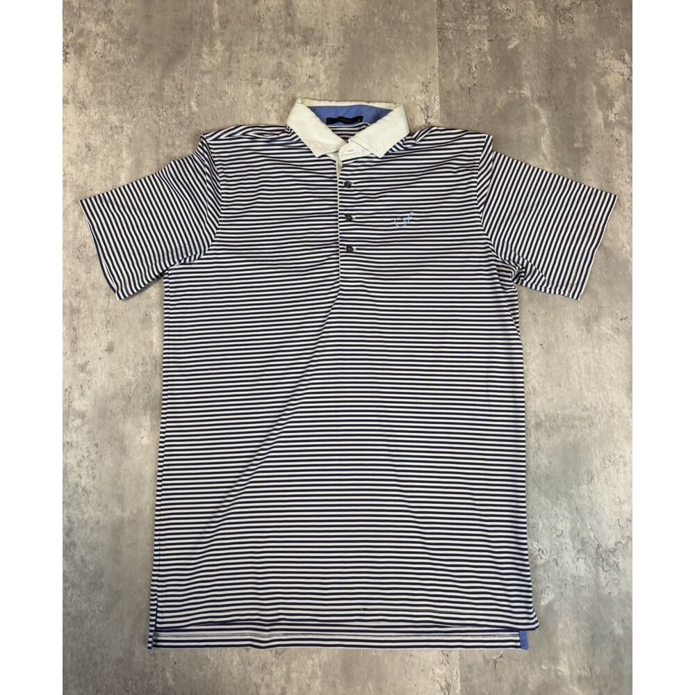 Greyson Golf Polo Shirt Men's Medium Navy White Striped